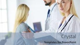  Presentation with male infertility - Audience pleasing presentation consisting of handsome-male-doctor-consulting backdrop and a light blue colored foreground