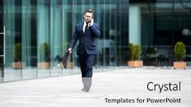  Presentation with successful - PPT layouts with handsome male in business dress background and a white colored foreground