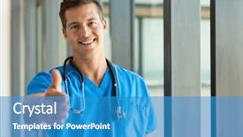  Presentation with nurse a male patient - Cool new slide deck with handsome male medical nurse giving backdrop and a teal colored foreground