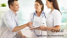  Presentation with nurse a male patient - Slide deck having handsome male patient signing background and a coral colored foreground