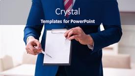  Presentation with realtor - Audience pleasing slides consisting of handsome-male-realtor-working-indoors backdrop and a navy blue colored foreground