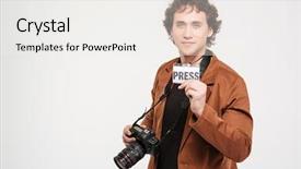  Presentation with report card - Amazing presentation having handsome male reporter holding card backdrop and a white colored foreground