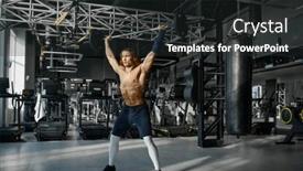  Presentation with body - Theme with handsome-male-weightlifter-with-ideal background and a dark gray colored foreground