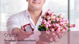  Presentation with alone - Presentation design consisting of handsome-man-alone-in-restaraunt background and a coral colored foreground