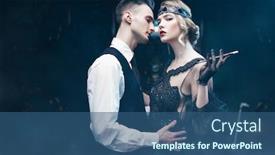  Presentation with 1920s - Colorful slide set enhanced with handsome-man-and-beautiful-young backdrop and a ocean colored foreground