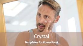  Presentation with wrinkle - Colorful presentation enhanced with handsome man applying anti-wrinkle backdrop and a coral colored foreground