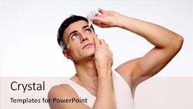  Presentation with handsome - Amazing theme having handsome man applying eye drop backdrop and a lemonade colored foreground