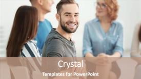  Presentation with psychotherapy - Presentation theme enhanced with handsome man at group psychotherapy background and a  colored foreground