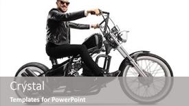  Presentation with custom - Presentation consisting of handsome-man-biker background and a gray colored foreground
