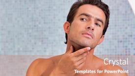  Presentation with mirror - Slide deck featuring handsome-man-checking-his-skin background and a coral colored foreground