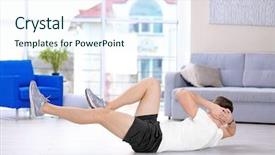  Presentation with bicycle trail - Slides having handsome man doing bicycle crunch background and a sky blue colored foreground