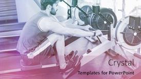  Presentation with exercise - PPT theme with handsome-man-doing-exercise background and a coral colored foreground