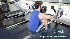  Presentation with exercise - Presentation theme consisting of handsome man doing exercise background and a ocean colored foreground