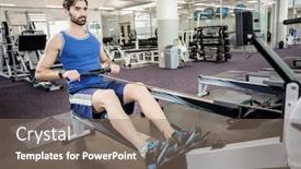  Presentation with exercise - Slide set with handsome-man-doing-exercise background and a coral colored foreground