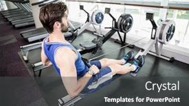  Presentation with exercise - Colorful presentation design enhanced with handsome-man-doing-exercise backdrop and a dark gray colored foreground