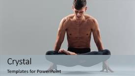  Presentation with exercises - Presentation design enhanced with handsome man doing yoga exercises background and a light gray colored foreground