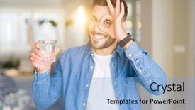  Presentation with drinking glass - Slide set enhanced with handsome man drinking a glass background and a  colored foreground