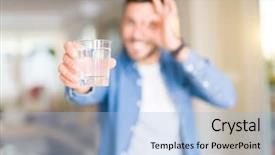  Presentation with drinking glass - PPT theme featuring handsome man drinking a glass background and a  colored foreground