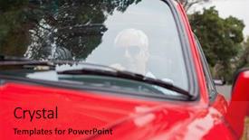  Presentation with driving - Presentation having handsome man driving red convertible background and a red colored foreground