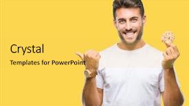  Presentation with chocolate chip cookie - PPT theme enhanced with handsome man eating chocolate chips background and a yellow colored foreground