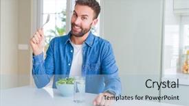  Presentation with peas - Theme having handsome man eating green peas background and a light blue colored foreground