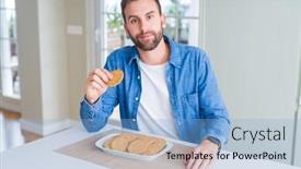  Presentation with biscuit - Slide deck consisting of eating healthy whole grain biscuit background and a light blue colored foreground