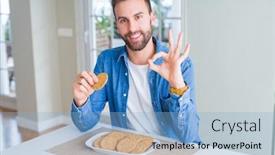  Presentation with biscuit - Amazing presentation having eating healthy whole grain biscuit backdrop and a light blue colored foreground