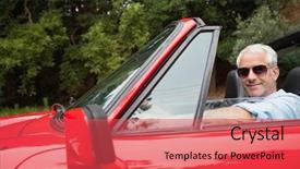  Presentation with cheerful - Audience pleasing slide set consisting of handsome man enjoying his red backdrop and a red colored foreground