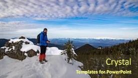  Presentation with winter - Presentation theme consisting of handsome-man-enjoying-winter-landscape background and a tawny brown colored foreground