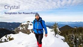  Presentation with winter - PPT theme enhanced with handsome-man-enjoying-winter-landscape background and a sky blue colored foreground