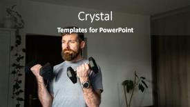  Presentation with lifting weights - Slide deck consisting of handsome-man-exercising-at-home background and a dark gray colored foreground