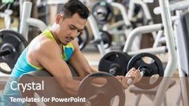  Presentation with man sitting bench - Theme featuring handsome man exercising bicep curl background and a violet colored foreground