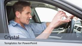  Presentation with road detour - Audience pleasing PPT layouts consisting of handsome man experiencing road rage backdrop and a  colored foreground