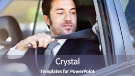  Presentation with safety - Slide deck having handsome man fastening safety belt background and a ocean colored foreground