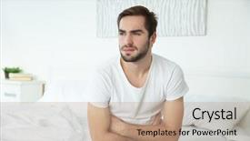  Presentation with stomach - Theme enhanced with handsome man feeling stomach pain background and a coral colored foreground