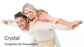  Presentation with give first and u will get back - Amazing PPT theme having handsome man giving piggy back backdrop and a white colored foreground