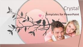  Presentation with birds - Audience pleasing presentation theme consisting of handsome man giving piggy back to his girlfriend against love birds backdrop and a lemonade colored foreground