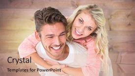  Presentation with give first and u will get back - Theme enhanced with handsome man giving piggy back background and a coral colored foreground