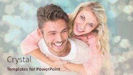  Presentation with giving - Colorful theme enhanced with handsome man giving piggy back to his girlfriend against light glowing dots design pattern backdrop and a lemonade colored foreground