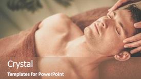  Presentation with spa salon - Amazing theme having handsome man having massage backdrop and a coral colored foreground