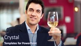  Presentation with glass - Presentation design with handsome-man-holding-a-glass background and a navy blue colored foreground