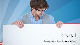  Presentation with industrial automation control panel - Colorful slide set enhanced with handsome man holding blank panel backdrop and a  colored foreground