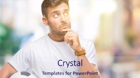  Presentation with idea light ball - Presentation theme with handsome man holding soccer football background and a sky blue colored foreground