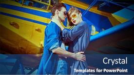  Presentation with aviation - Beautiful presentation theme featuring handsome-man-hugs-his-beautiful backdrop and a ocean colored foreground