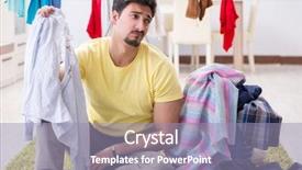  Presentation with home - Cool new theme with handsome man husband doing laundering backdrop and a  colored foreground