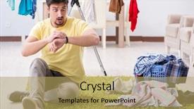  Presentation with cargo insurance man and passenger - Beautiful PPT layouts featuring handsome man husband doing laundering backdrop and a yellow colored foreground