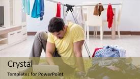  Presentation with man lust - Cool new PPT theme with handsome man husband doing laundering backdrop and a  colored foreground
