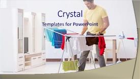  Presentation with man lust - Presentation design consisting of handsome man husband doing laundering background and a  colored foreground