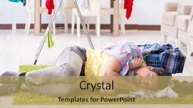  Presentation with kids doing science - Presentation theme consisting of handsome man husband doing laundering background and a  colored foreground