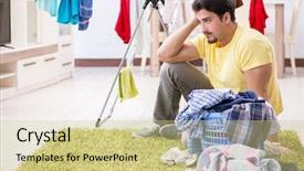  Presentation with happy birthday for husband - Audience pleasing presentation theme consisting of handsome man husband doing laundering backdrop and a soft green colored foreground